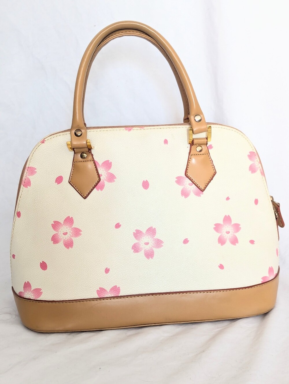 Edouardo Mourano Cherry Blossom Shoulder Bag Cream Pink Floral Handbag